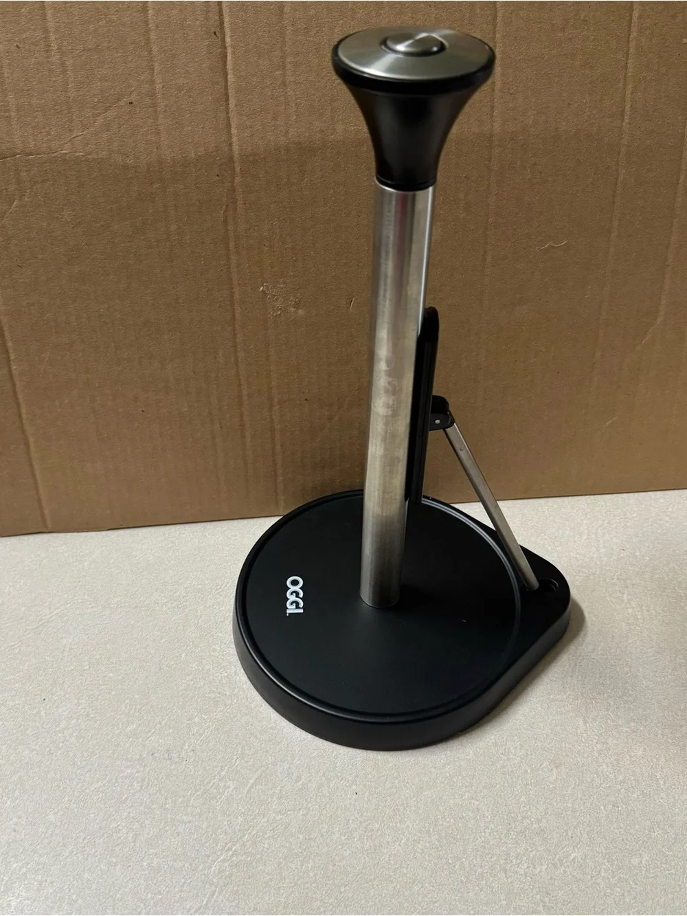 OGGI Black Paper Towel Stand with Stainless Post